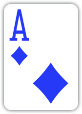 Ace of diamonds in four-color blue