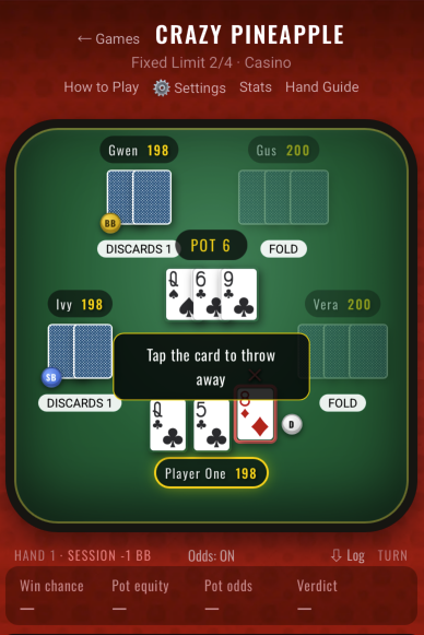 A Crazy Pineapple hand on mobile