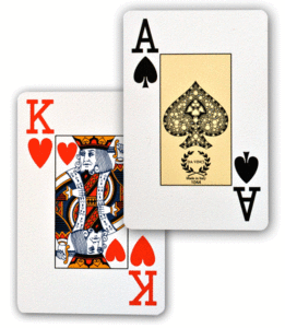 Playing card with a jumbo two-corner index